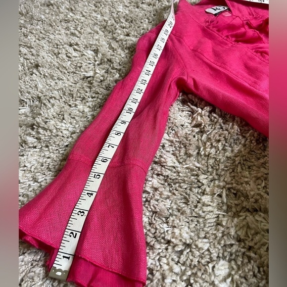 Lena Gabrielle Vintage 100% Linen Pink Fuschia Ruffle Jacket Size 4 #0449 - Picture 9 of 16